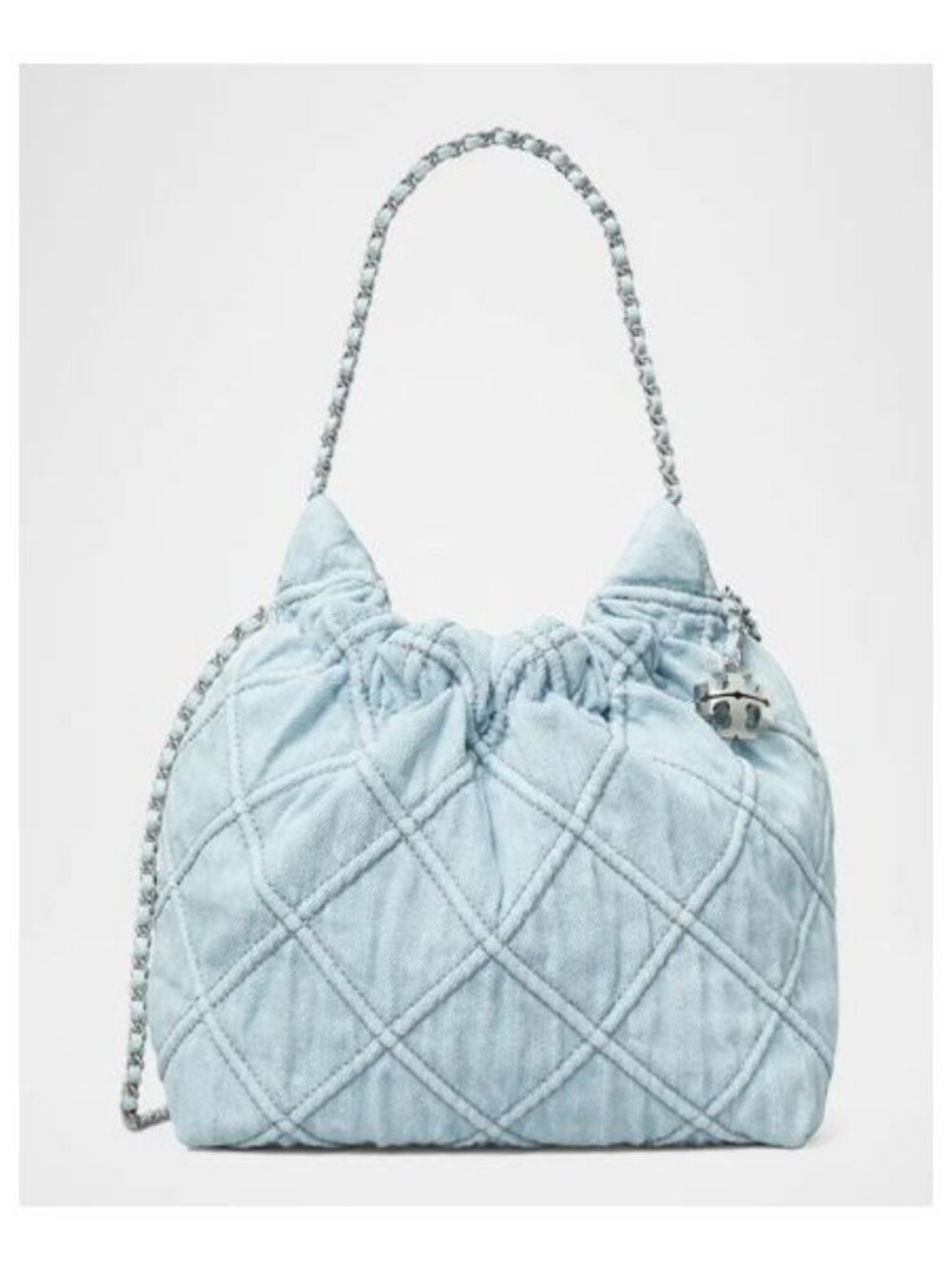Tory Burch — Mini Fleming Soft Denim Hobo Bag, Light Blue